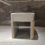 Modern Luxury SideTable with Green Marble Top & Quilted Leather Legs